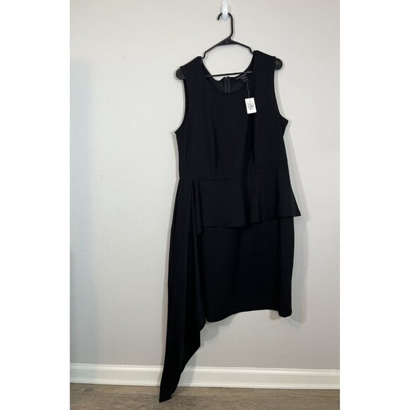 Ashley Stewart Asymmetric Peplum Black Dress - Picture 2 of 16